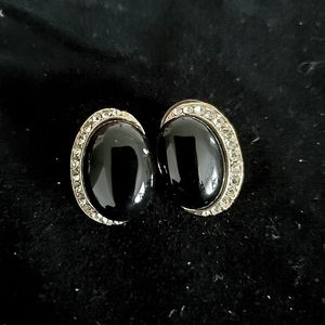 Onyx and rhinestone earrings